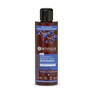 Shampoing ultraviolet déjaunisseur pour cheveux blancs, gris, blonds. Centifolia 200 ml