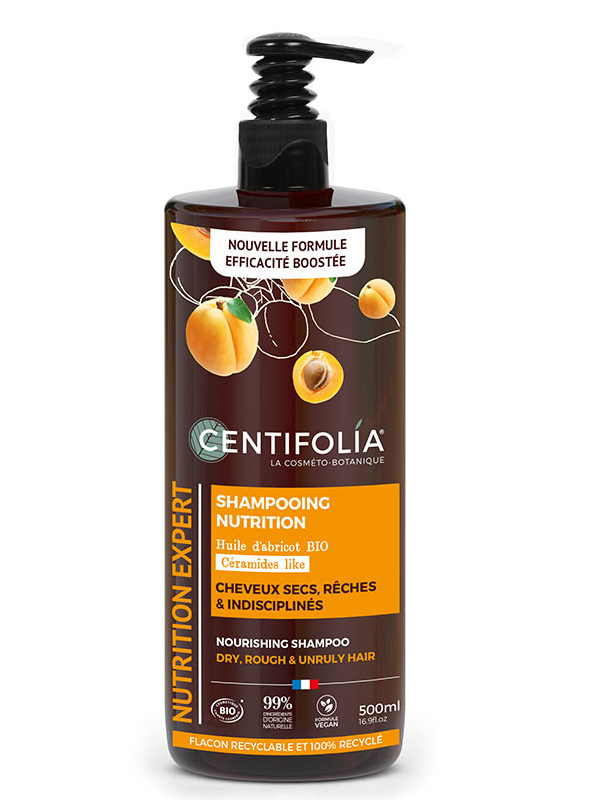 Shampoing Nutrition Expert Centifolia pour cheveux secs flacon pompe 500 ml