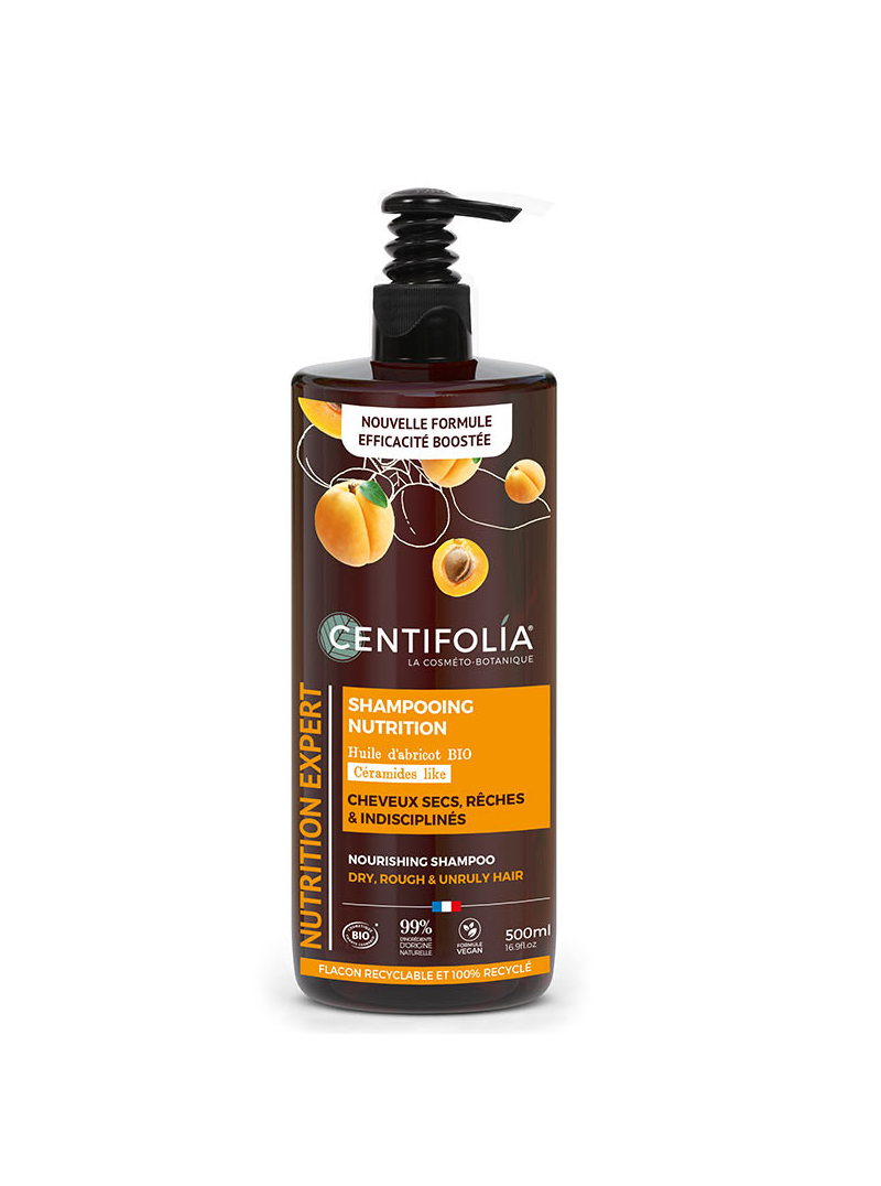 Shampoing Nutrition Expert Centifolia pour cheveux secs flacon pompe 500 ml