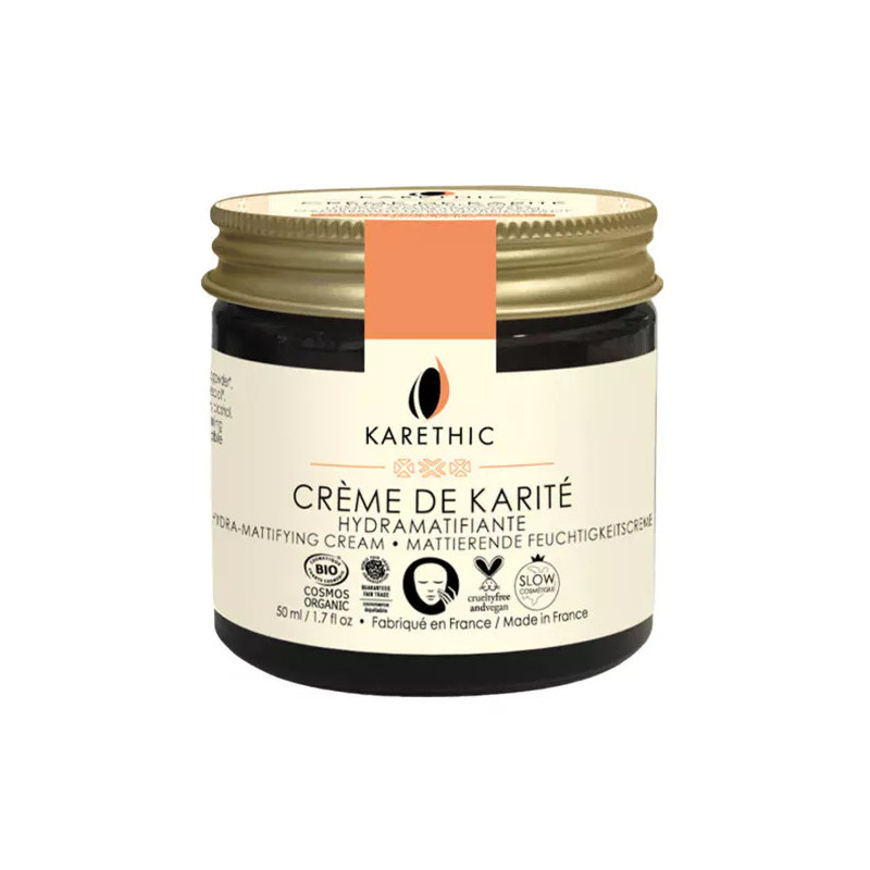 Crème de karité hydra-matifiante Karethic pot verre 50 ml