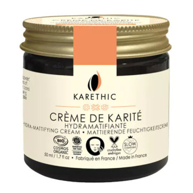 Crème de karité hydra-matifiante Karethic pot verre 50 ml