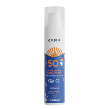Crème solaire enfants et bébés SPF 50 flacon airless 100 g KERBI