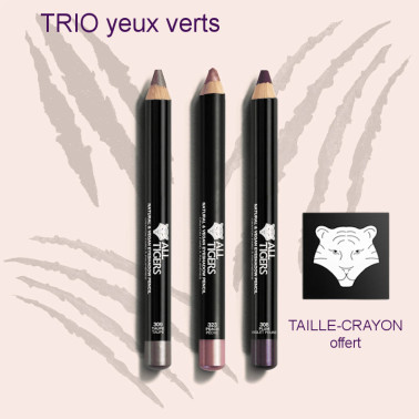 Trio Crayons à paupières yeux verts All Tigers