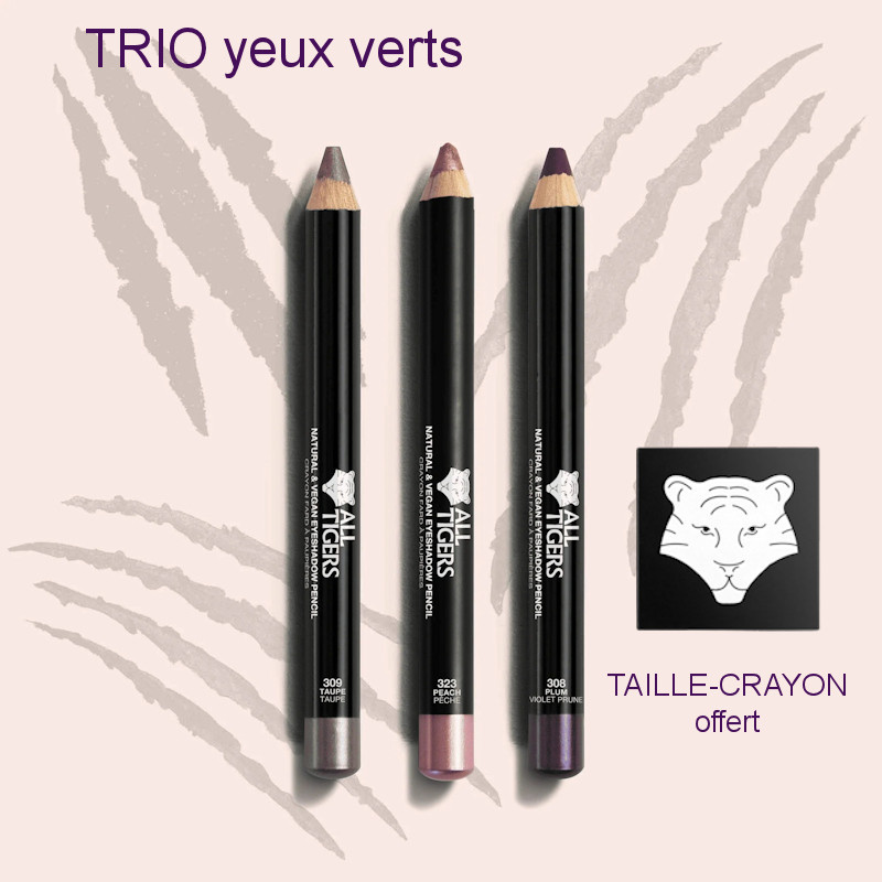 Trio Crayons à paupières yeux verts All Tigers